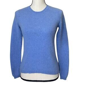 Tahari Pure Luxe 100% Cashmere Periwinkle Crewneck Sweater Small Quiet Luxury